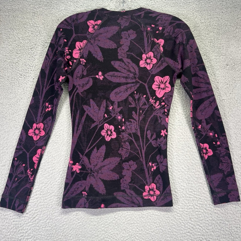Smartwool Women's Long Sleeve Top - Black and Pink Floral - Picture 6 of 9